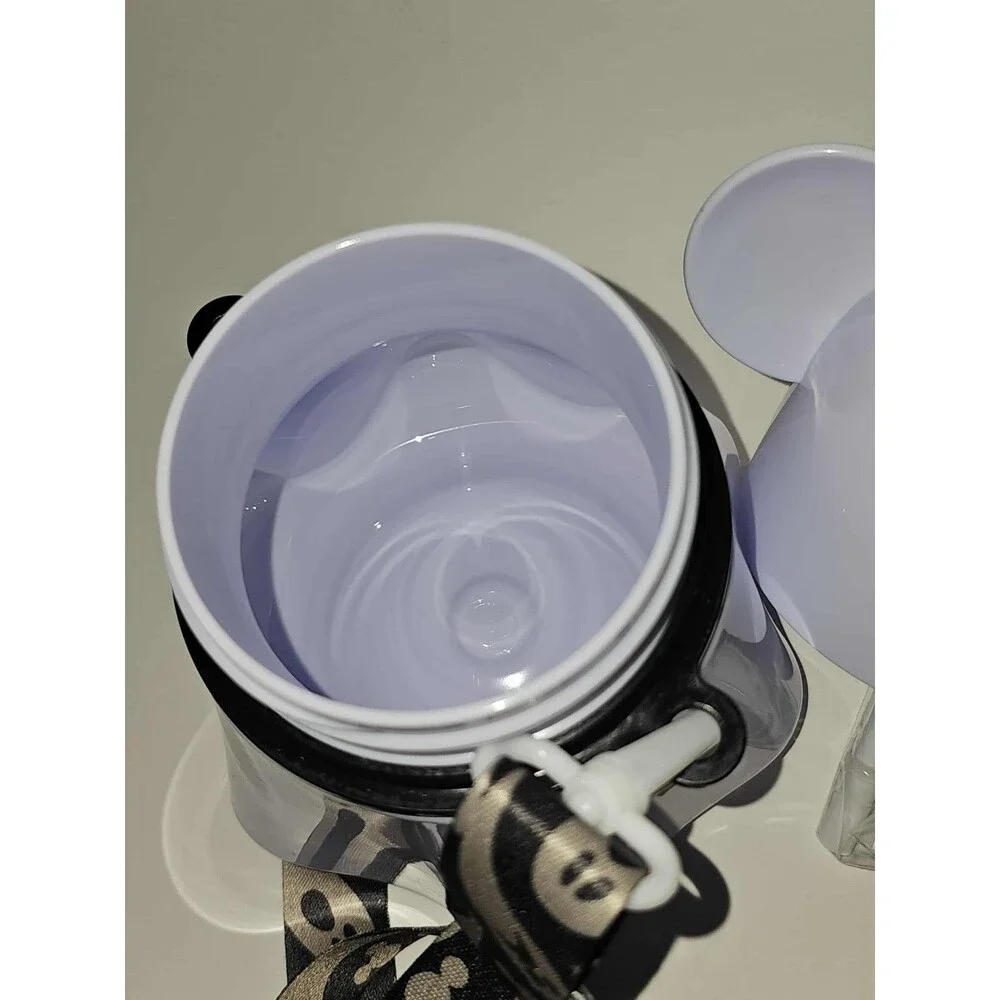 Disney Mickey Mouse Ghost Halloween Plastic Water Bottle With Strap & Straw NEW